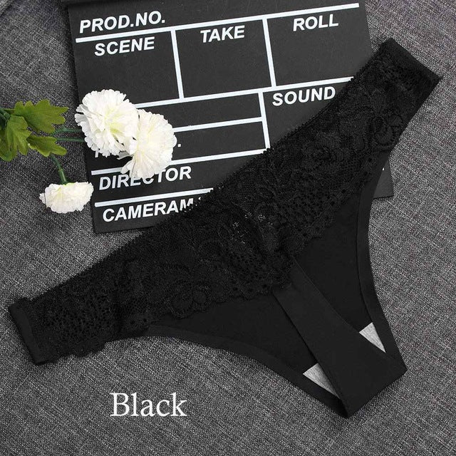 Sexy Women G-string Thongs Lace Floral Sheer Low Waist Underwear